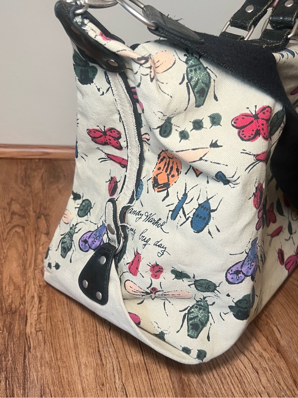 Andy Warhol RARE ‘happy Bug Day’ Duffel Bag Canvas Large - Picture 4 of 11